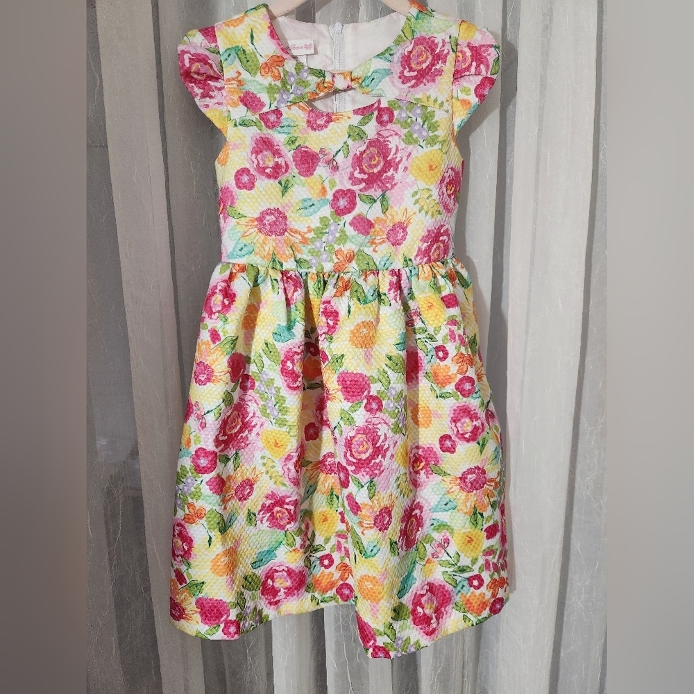 Bonnie Jean Beautiful Pink, Yellow, Green Floral Size 6X, EUC